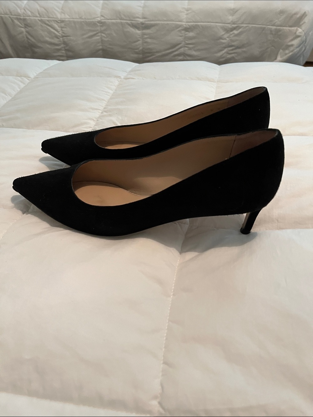 Black Pointed-Toe Suede Heels-Stuart Weitzman